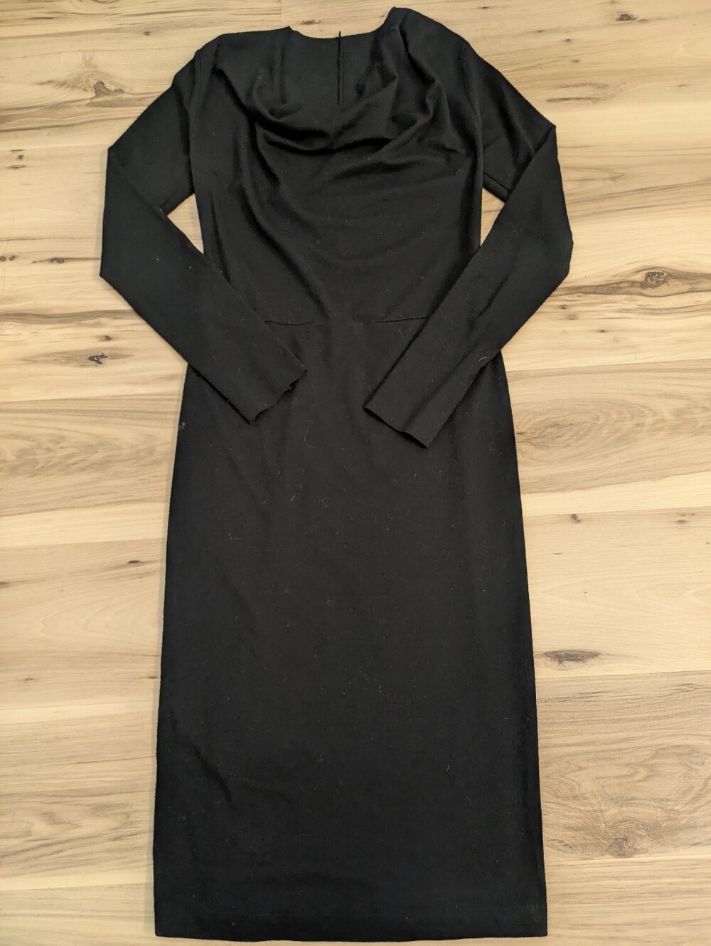 Pristine Isda & Co Black Wool Midi Cowl Neck Dress Size XS